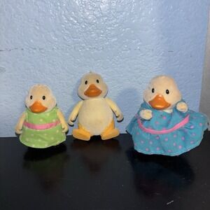 Lil Woodzeez Duck Family Flocked Figures Set Of 3 Yellow